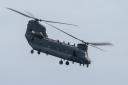 A Chinook helicopter soared over Southampton this evening as it headed in the direction of its base