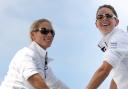 Zara Phillips and Amy Williams on board the Artemis Ocean Racing boat.