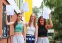 GCSE results day Bitterne Park School. Bethony Bowen, Molly Darling and Jasmine Furse with their results.