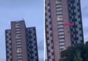 Video of person parachuting from Millbrook Towers