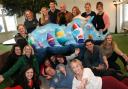 Staff from Peer 1 Hosting support the Marwell rhino art trail