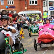 Pix by Sally Adams  15/7/12      edGrandprix9.The annual Ringwood Pedal Car Grand Prix takes place in the town centre with more than 70 cars taking part over the morning and afternoon races..