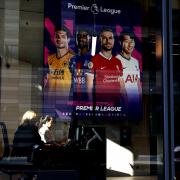 A general view a Premier League banner in the reception area of the Premier League office, Paddington, London. Picture date: Tuesday April 20, 2021.