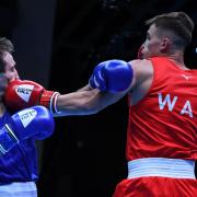 Taylor Bevan (right) in action (Pic: EUBC Boxing)