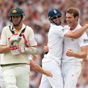 England's Chris Tremlett celebrates dismissing Australia's Michael Beer to win the fifth Ashes Test