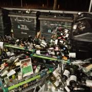 Glass recycling bins at Waitrose, Weeke