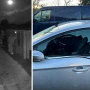 The thieves smashed a window on the car outside