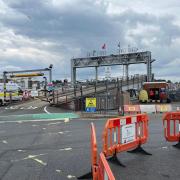 Red Funnel car ferry terminal looking quiet as all services are suspended.