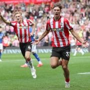 Flynn Downes celebrates with Tyler Dibling after his goal against Ipswich