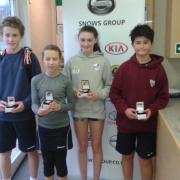 From left: James Ardley, Magda Korniczjuk and the U14 runners-up.