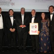 Hampshire Chamber of Commerce Small Business of the Year Award winners for 2017, Cold Store Rental, receive their prize at last year’s  awards ceremony.
