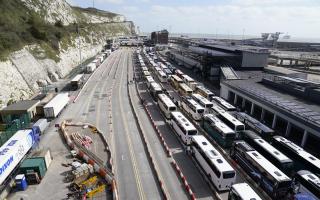 Coaches waiting to enter the Port of Dover on Sunday April 2