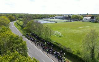 Aerial view of the Hamble School protest