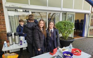 Pupils from The Mountbatten School in Romsey raising money for the Pebbles Project