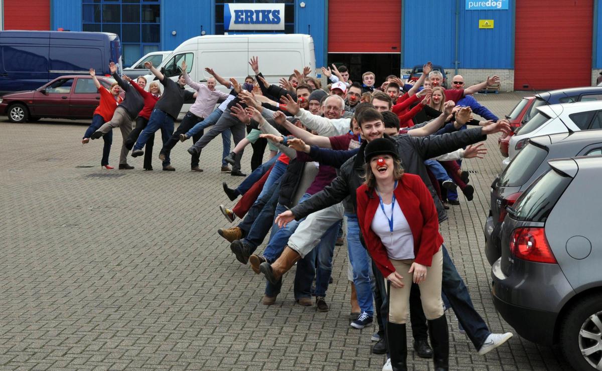 Comic Relief - Trinity Court businesses in Totton do a runny nose conga