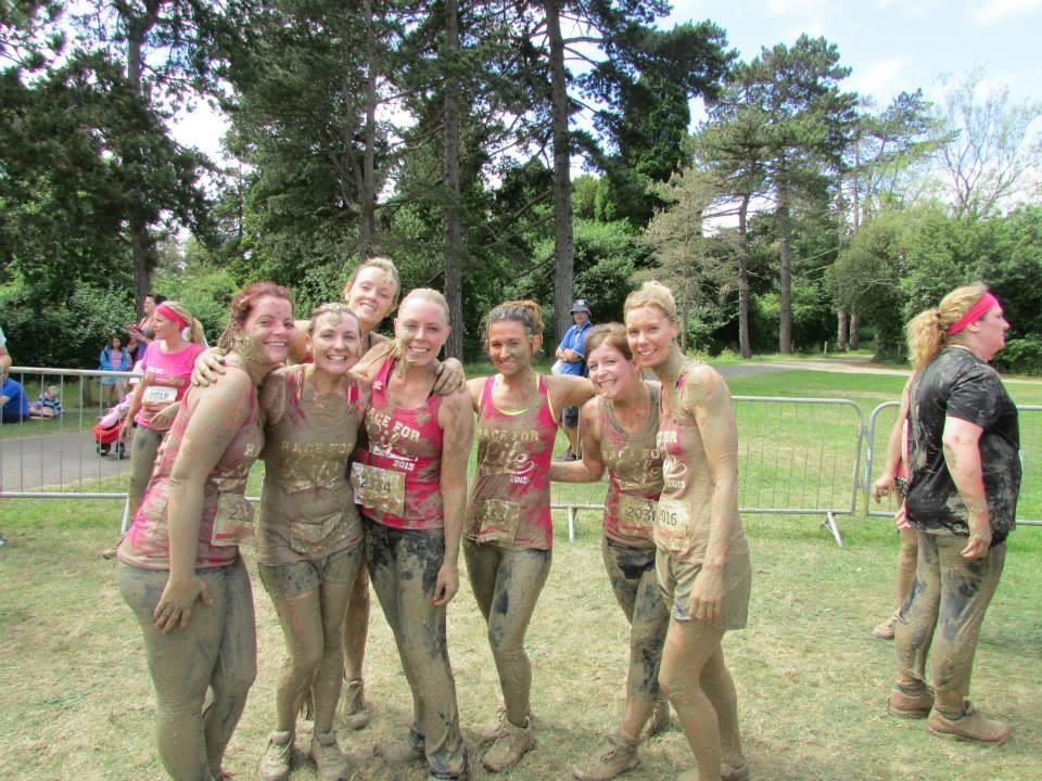 Team Sholing Girls after they completed the Muddy Run in memory of Hayley Craddock's sister Joanne, who died last year after her battle with cancer.