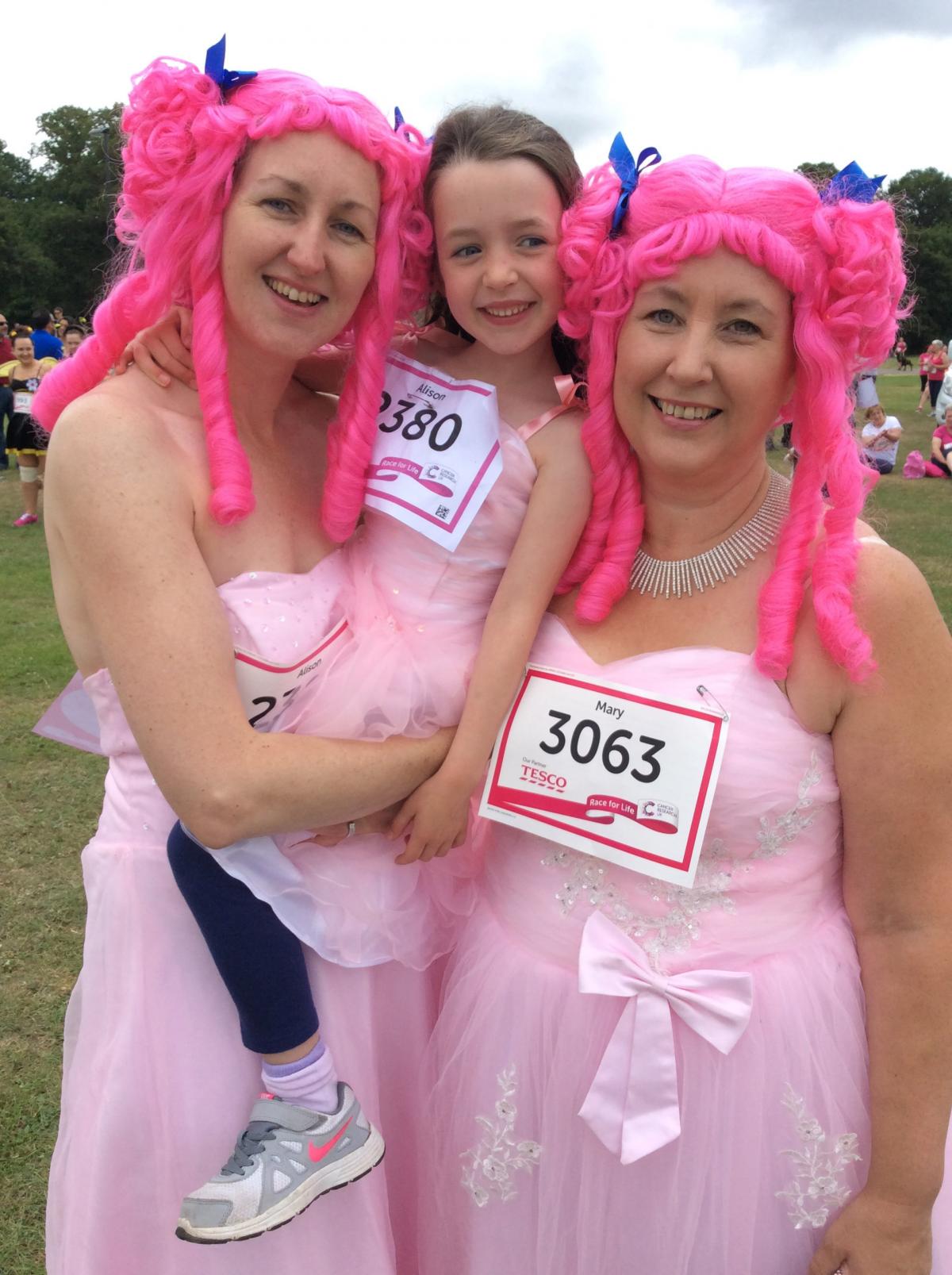 Breast cancer survivor Mary Stokes, 55, (right) from Sholing with her cousin Alison Thompson, 35, and Isabella, five.