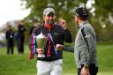 England's Richard Bland is greeted by Danny Willett after winning the Betfred British Masters at The Belfry, Sutton Coldfield. Picture date: Saturday May 15, 2021. PA Photo. See PA story GOLF British. Photo credit should read: Tim Goode/PA