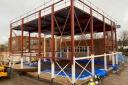 Construction of the hall at Oasis Academy Sholing is underway