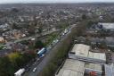 Drone footage shows traffic nightmare for motorists in Park Gate amid ongoing M27 closures.