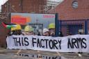 Protesters form a blockade outside weapons manufacturer BAE Systems in Govan (Andrew Milligan/PA)
