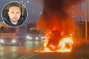 Daniel Adkins' Ford Ranger had burst into flames on the M5.