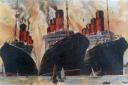 Cunard's big three. Mauretania, Berengaria and Aquitania.