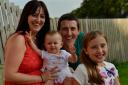 April Jackson from Clifton celebrates her first birthday with mum Lisa, dad Phil and sister Eve after being born very premature