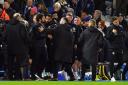 Southampton manager Russell Martin and Brighton and Hove Albion manager Fabian Hurzeler react following the Premier League match