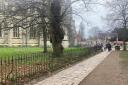 The fencing outside Winchester Cathedral on December 16, by which time the sign had already been removed