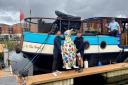 The Welcome to Worcester penguin has found its forever home on water on a canal boat at Diglis Marina