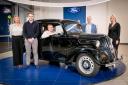 Members of the Hendy family celebrate family heritage with the purchase of a classic Ford Anglia. L to R: Rebecca Hendy, Will Hendy, Ben Hendy, Paul Hendy, Ellie Hendy