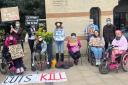 The protest outside Winchester Guildhall
