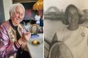 Left, Pat Maclean in recent years and right, during her days as a tennis player