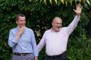 Liberal Democrat Leader Sir Ed Davey (right) and Bicester and Woodstock MP Calum Miller at a garden party to celebrate the local election results, with local party campaigners and activists, at The Old Priory in Bicester, Oxfordshire. Picture date: