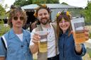 (L-R): Folk Festival organisers at DUmmer Down Brewery, Sam Guiness, Gus White and Josephine Goddard