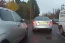 A Mercedes driver caught on dash cam footage along Church Lane In Gomersal