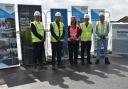 St mark's topping out ceremony (left to right: Clifford Kinch, Councillor James Baillie, Stephanie Bryant, Robert Sanders, Councillor Daniel Fitzhenry).