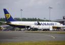 Ryanair plane at Bournemouth Airport