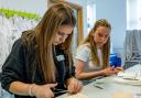 Year 9 students practice suturing. Picture: University of Southampton
