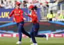 Maia Boucher and Freya Kemp celebrate during England's win over Pakistan.