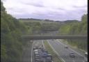 Traffic stopped on the M3 near Winchester services