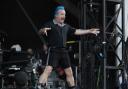Tré Cool of Green Day on stage at Isle of Wight Festival