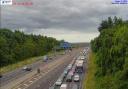 Traffic on the M27 after two crashes near Hedge End
