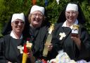 SUMMER FETE AT BEAULIEU ABBEY....NUNS WITH A MUCKY HABBIT, FROM LEFT, SANDRA POPE, EMILY BAKER AND JULIE SHEPHERD.