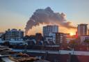 The plume of smoke was seen over the Southampton skyline early on Sunday morning
