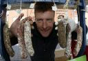 pix by Andy Horsfield - 02/07/04 - nfFst04 French market to launch Ringwood 10-day festival....Stephaue Bezard with his French Salami...