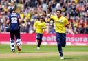 Hampshire's John Turner celebrates taking the wicket of Essex's Paul Walter during the Vitality Blast T20 semi-final match at Edgbaston, Birmingham. Picture date: Saturday July 15, 2023. PA Photo. See PA story CRICKET Essex. Photo credit should read:
