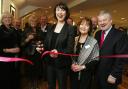 Actress Emma Barton, centre, with chairman of the Mayflower Theatre Trust Isobel Gatward and chief executive of the theatre Denis Hall at the opening of Ovation restaurant, Mayflower Theatre, Southampton