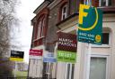 A row of estate agent letting signs